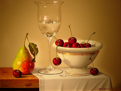 Porcelain Bowl with Cherries